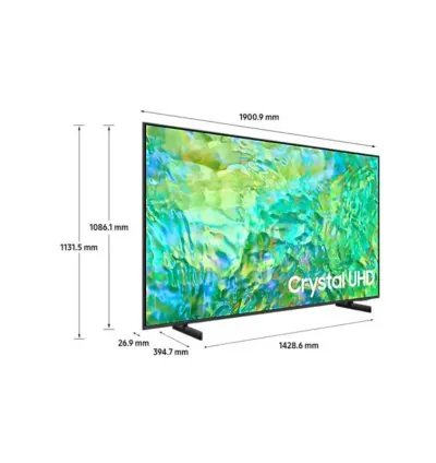 Samsung 85" Crystal UHD 4K Smart TV Series CU8000 with Air Slim Design, OTS Lite, Smart Hub, Q-Symphony, Motion Xcelerator, SolarCell Remote 85CU8000