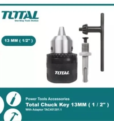 Total Drill Chuck with Key & SDS Adaptor 13mm TAC451301.1