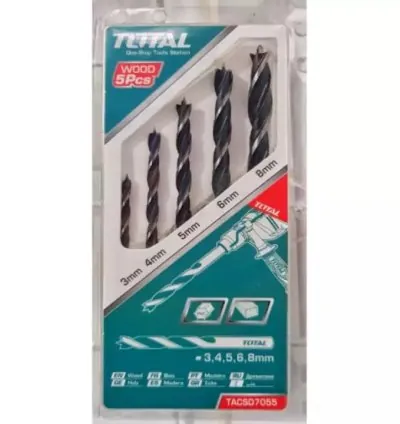 Total HSS Twist Drill Bit Set for Wood TACSD7055