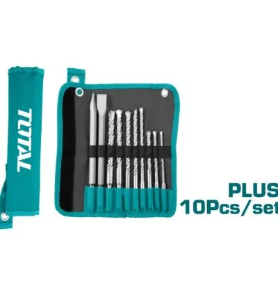 Total Drill Bit Set Hammer and Chisel 10pcs TACSD19101