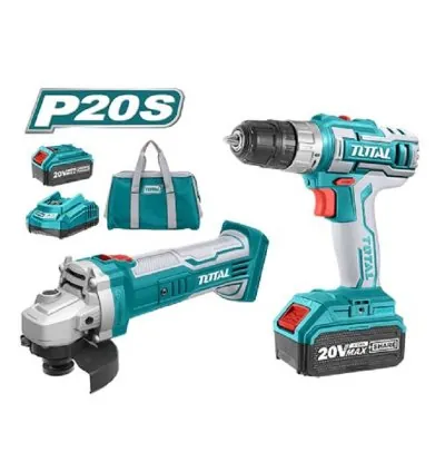 Total Drill Machine & Angle Grinder Cordless Li-Ion 2pc Combo TCKLI2009
