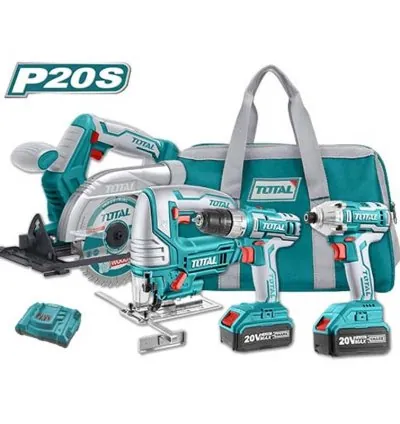 Total Drill Machine, Impact Wrench, Jigsaw, Circular Saw Cordless Li-Ion 4pc Combo TCKLI2010