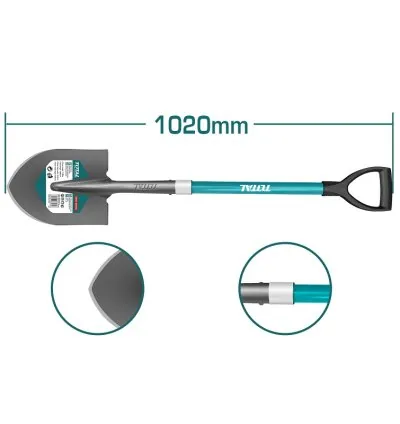 Total Garden Steel Shovel with Fiberglass Handle THTH12102