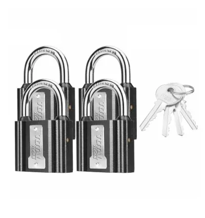 Total Iron Key Alike Padlock 38mm with Waterproof Rubber Cover, Iron Brass, 4 keys 4pcs Set TLK31T4382
