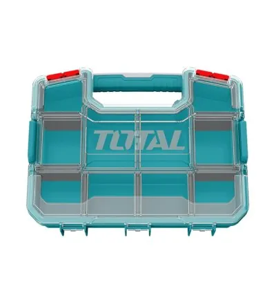 Total Empty Tool Box Plastic Organizer 30.5 x 23 x 6.5cm with Built in Carry Handle and Latch for Easy Transport, Removable Dividers TPBX1121