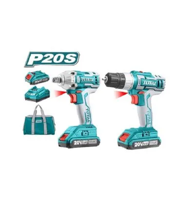Total Drill Machine & Impact Wrench Cordless Li-Ion 2pc Combo Kit TCKLI2007