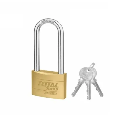 Total Brass Padlocks Heavy Duty Long Shackle 20mm, Solid Brass Cylinder with Pins, 3pcs Brass Keys TLK32202L