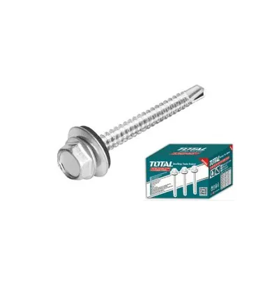 Total Self Drilling Hex Screw with Rubber Washer, Zinc Plated 14x3" (6.3x75mm) 100pcs THWHD1431