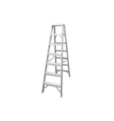 Total Double Sided Folding Ladder Aluminium 2 x 7 Steps, Easily Foldable for Space Saving Storage, Oxidation THLAD01071