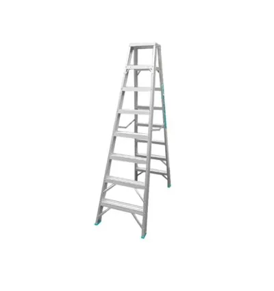 Total Double Sided Folding Ladder Aluminium 2 x 8 Steps, Easily Foldable for Space Saving Storage, Oxidation THLAD01081