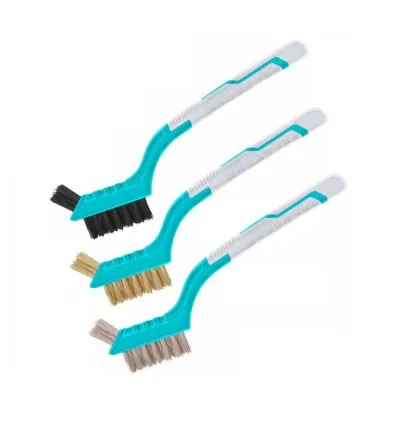 Total Abrasive Wire Brush 180mm/7" 3pcs Set, Three Mini Cleaning Brushes with Nylon, Brass and Wire Bristles TAC38033