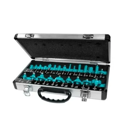 Total 24pcs Router Bit Set with Shank 8mm, Aluminium Case TACSR02408