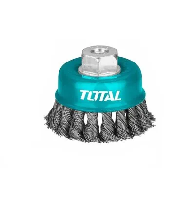 Total Wire Cup Brush with Nut 75mm Twister Hard Silver TAC32031