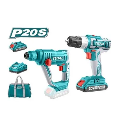 Total Drill Machine & Rotary Hammer Cordless Li-Ion 2pc Combo TCKLI2008