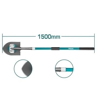 Total Garden Steel Shovel with Fiberglass Handle THTH12101