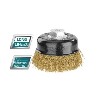 Total Wire Cup Brush with Nut 100mm Soft Golden TAC31045
