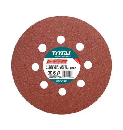 Total Sand Paper for Random Orbit Sander 125mm 5pcs TAC731251