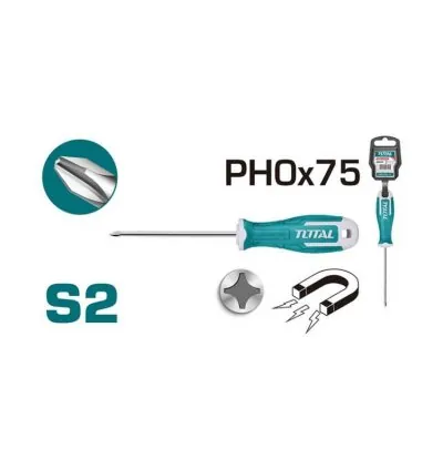 Total Phillips Screw Driver PH0 x 75mm THT26PH0075
