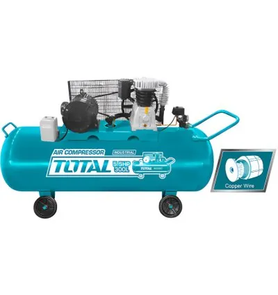 Total Air Compressor Belt Driven System with Copper Wound Motor, 2 Cylinder Compressor 300L 4.1kW 380V TC1553002