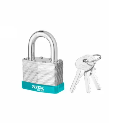 Total Laminated Padlock 50mm with 3 Iron keys, Solid Brass Cylinder with Bolts TLPK36501