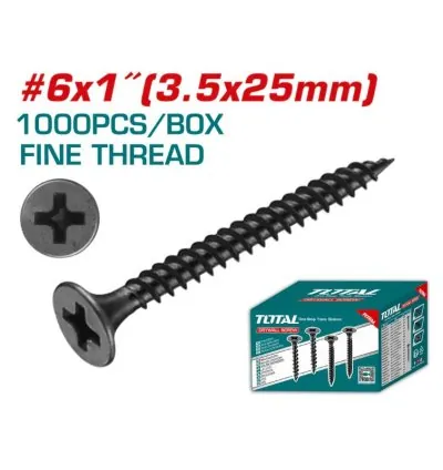 Total Drywall Screw 3.5 x 25mm for Phillips Drive, Installing Gypsum Board on Walls and Ceilings 1000pcs THWDS612