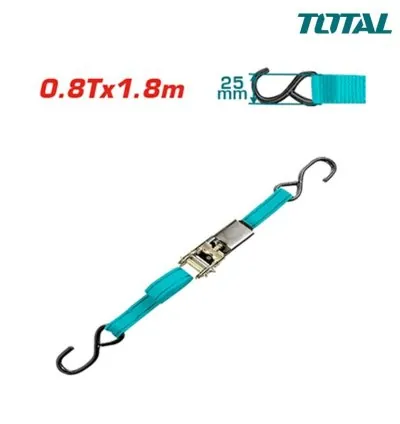 Total Car Ratchet Tie Down/Ratchet Straps 0.8T x 1.8m with S Hook THTRS08182