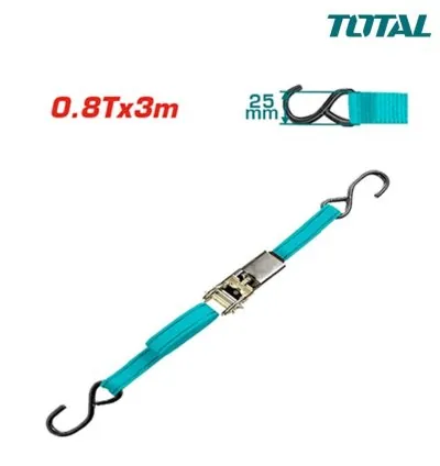 Total Car Ratchet Tie Down/Ratchet Straps 0.8T x 3m with S Hook THTRS08302