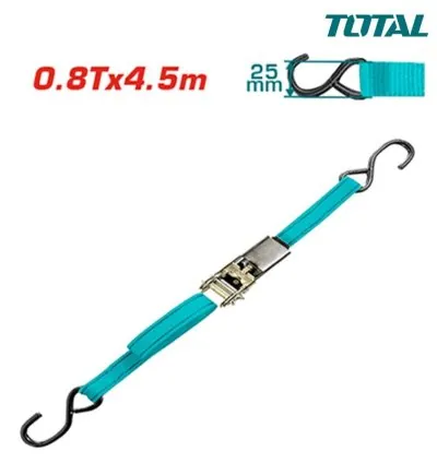 Total Car Ratchet Tie Down/Ratchet Straps 0.8T x 4.5m with S Hook THTRS08452