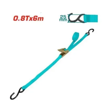 Total Car Ratchet Tie Down/Ratchet Straps 0.8T x 6m with S Hook THTRS08062