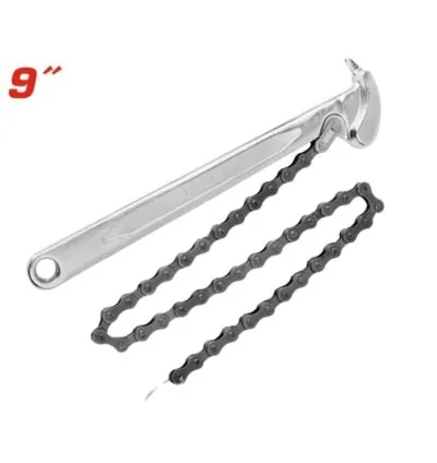 Total Chain Wrench 9" Drop Forged with Heat Treatment, Chrome Plated THTCPW0916