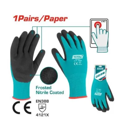 Total Nitrile Frosted Coated Gloves XL for Oil Environment TSPTG01