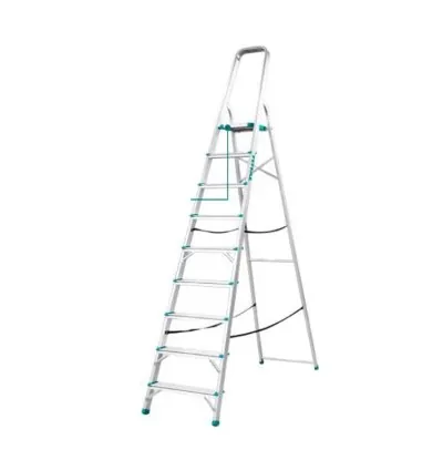 Total Household Ladder with 9 Steps, Aluminium Body THLAD06091