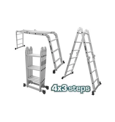 Total Multipurpose Aluminium Ladder 4x3 Steps THLAD04431
