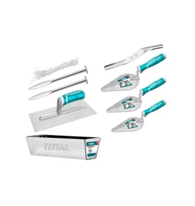 Total 9pcs Construction Tools Set, Trowel & Bricklaying, Plastering Tools Set, Stainless Steel THKBPS0906