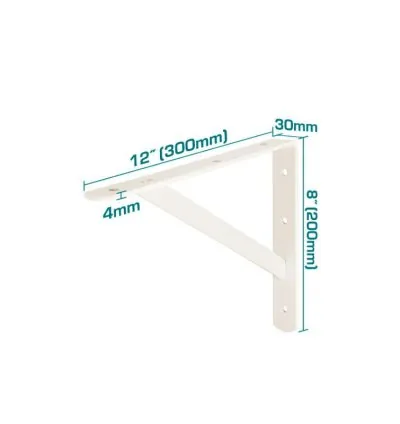Total Heavy Duty Shelf Bracket 8x12" with 6 Attachment Points, White THDSB0812