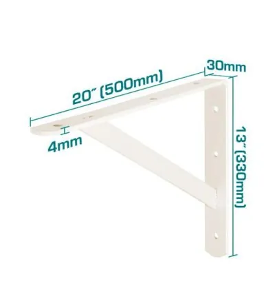 Total Heavy Duty Shelf Bracket 13x20" with 6 Attachment Points, White THDSB1320