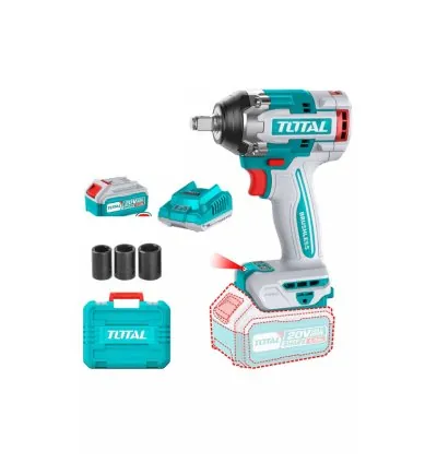 Total Cordless Impact Wrench 1/2" Lithium-ion 20V with Brushless Motor, Integrated LED Work Light, Battery & Charger TIWLI2050