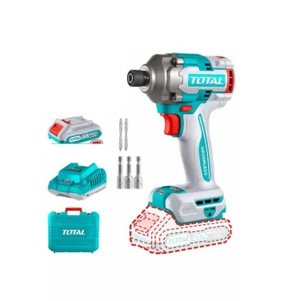 Total Cordless Impact Driver 285Nm Lithium-ion 20V with Screwdriver Bits, Nut Setters, Battery & Charger TIRLI2028
