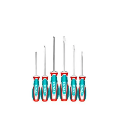 Total Screwdriver Set with S2 Blade, Strong Magnetic Pull, Ergonomic Handle TKSDS0626 (Pack of 6pcs)