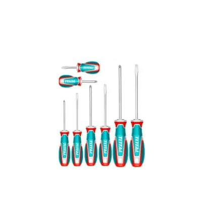 Total Screwdriver Set with S2 Blade, Round Shank TKSDS0826 (Pack of 8pcs)