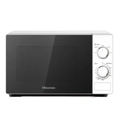 Hisense Microwave 20L 700W Solo Manual, Knobs Push Button, 6 Power Levels, Defrost, Cooking Timer, Cooking Signal, Painted Cavity, Without Grill, White H20MOWS10