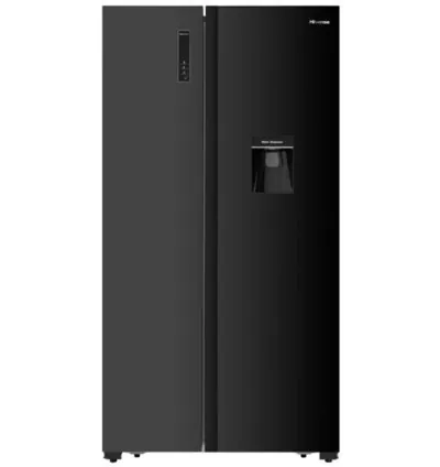 Hisense Refrigerator 504L Side by Side Door, Water Dispenser, LED Touch, Black Glass H670SMIB-WD