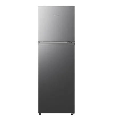 Hisense Refrigerator 154L Double Door, Top Freezer, Energy Class A, LED Lighting, Reversible Door, Tempered Glass, Titanium Silver H225TTS