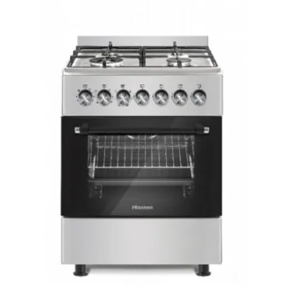 Hisense Cooker Free Standing 60 x 60cm 3 Gas Burners, 1 Electric Burner, Electric Oven, Glass Lid, Silver HF631GEES