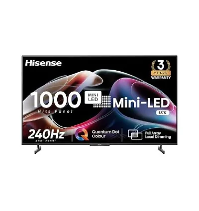 Hisense 65" Smart Mini 4K ULED TV with Dolby Atmos, Quad-Core processor, Hi-View Engine, HDR10+, Free Sync Premium, Light Sensing, Dual-band Wi-Fi 65U7K