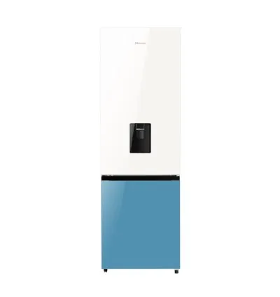 Hisense Refrigerator 350L Bottom Freezer A+ Energy Efficiency Class, Non Plumbed Water Dispenser, Reversible Door White & Blue H450BDBL-WD