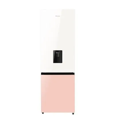 Hisense Refrigerator 350L Bottom Freezer A+ Energy Efficiency Class, Non Plumbed Water Dispenser, Reversible Door White & Pink H450BDP-WD