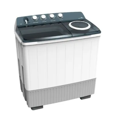 Hisense Washing Machine 16kg, Twin Tub, Manual Big Knobs, Transparent Lid, Lint and Drain Filter, Drain Pump, Stainless-Steel Tub, Crease-Resist, White WSDE161G