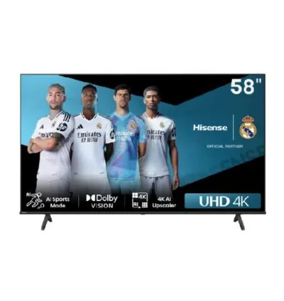 Hisense 58" LED UHD 4K Smart TV with Dolby Vision, 4K AI Upscaler, Game Mode PLUS, Voice Control, Precision Colour, VIDAA 58A6N