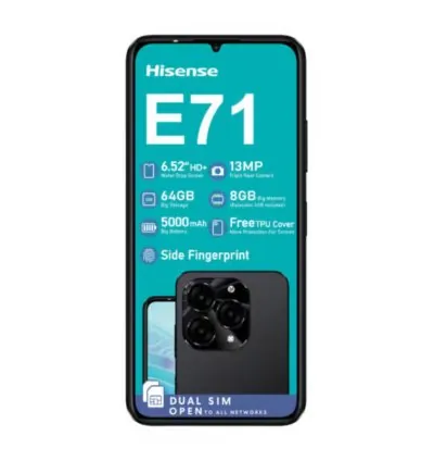Hisense mobile phone E71 Sleek Design 4000mAh 4G LTE, 6.52-inch IPS TFT screen, Resolution: 1600 x 720 pixels , Supports 10W charging, Bluetooth 5.0